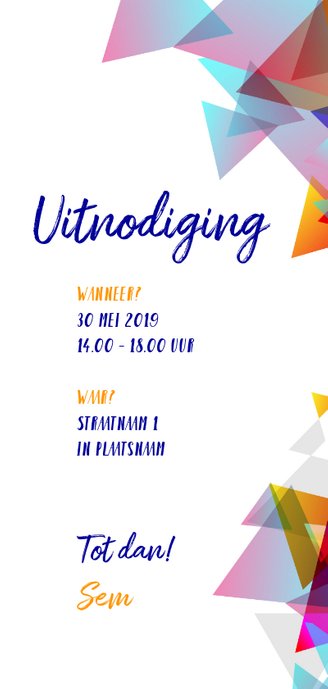 Communie kleurige driehoeken Achterkant