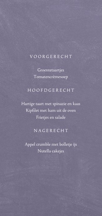 Communie menukaart minimalistisch met foto Achterkant