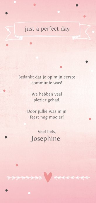 Communie sweet bedankt Achterkant