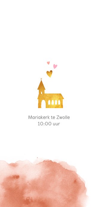 Communie uitnodiging met waterverf en hartjes 2
