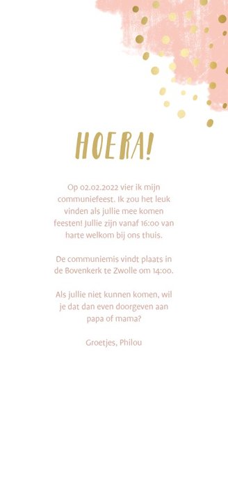 Communiekaart goudlook verfstrepen aanpasbaar met foto 3