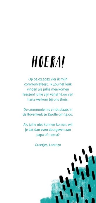 Communiekaart verfstrepen aanpasbaar met foto 3