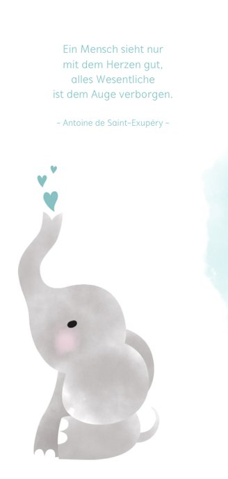 Dankeskarte Geburt blau Foto & Elefant Wasserfarbe 2
