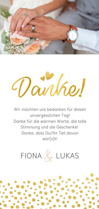 Dankeskarte Zur Hochzeit In Gold Mit Kaartje2go