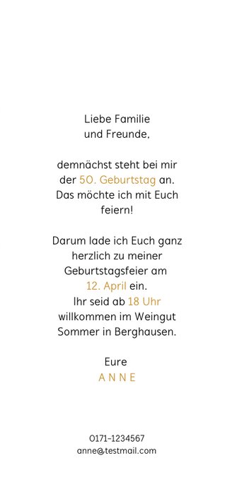 Einladung Geburtstag mit Text fifty and fabulous 3
