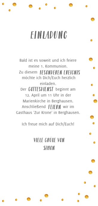 Einladung Kommunion Foto auf Wasserfarbe blau 3