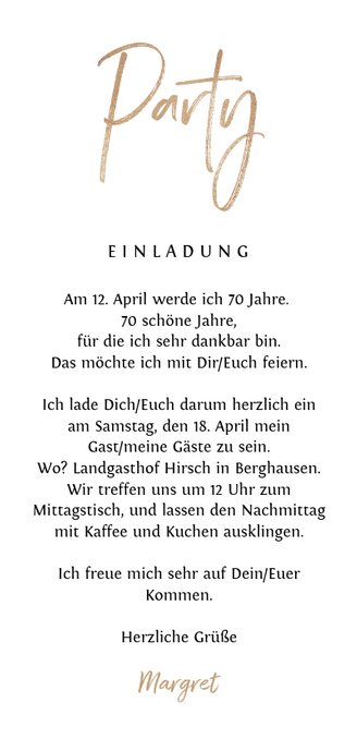 Einladung zum Geburtstag klassische Rosen Rückseite