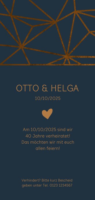 Einladungskarte 40 Hochzeitstag Geometrisch Kaartje2go