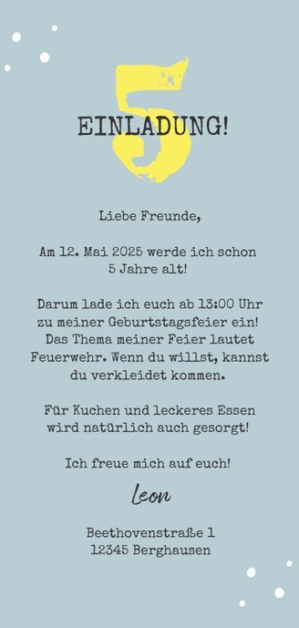 Einladungskarte Kindergeburtstag Feuerwehrmann Kaartje2go