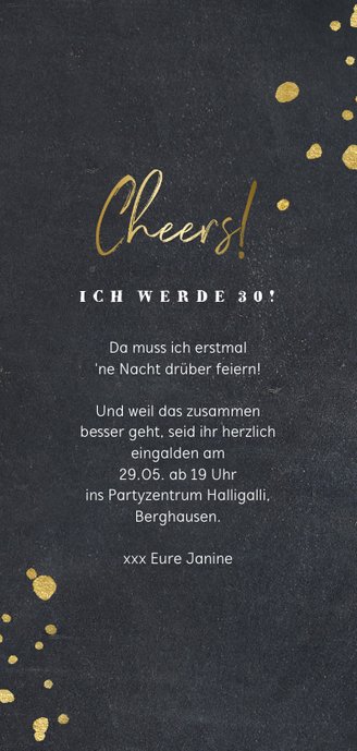 Einladungskarte Let's party mit Foto Rückseite