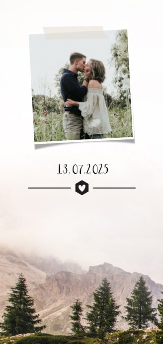 Einladungskarte zur Hochzeit mit Foto im botanischen Look 2