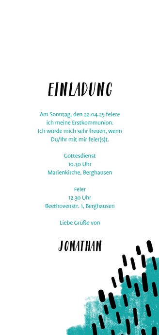 Einladungskarte zur Kommunion Foto & wählbare Farbecken 3