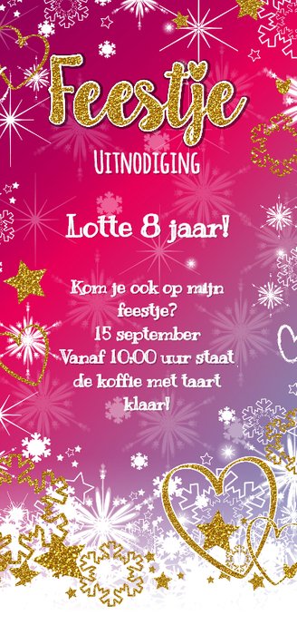 Feestje glitter en glamour roze foto Achterkant