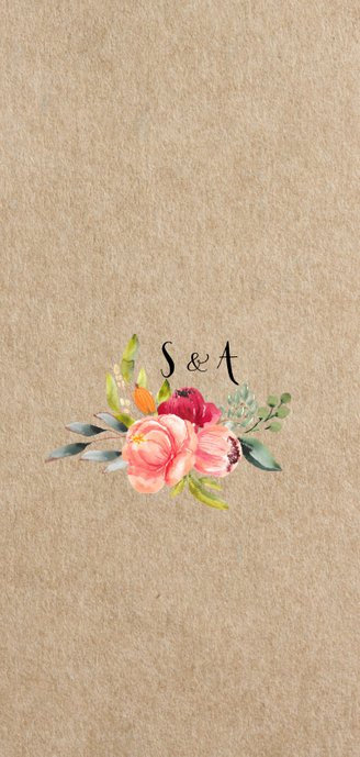 Floral chic trouwkaart met prachtige watercolor bloemen Achterkant