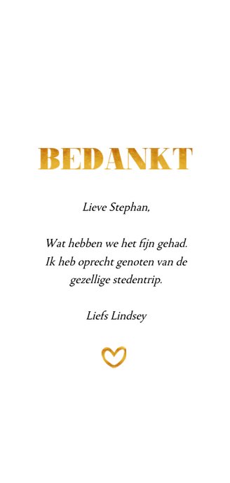 fotocollage 6 foto's gouden bedankt Achterkant