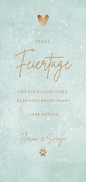 Fotokarte Weihnachten Schnee & Herz Rückseite