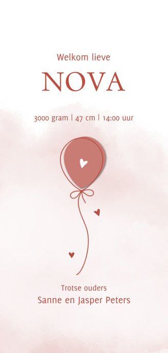 Geboorte Ballon op waterverf achtergrond terracotta 3