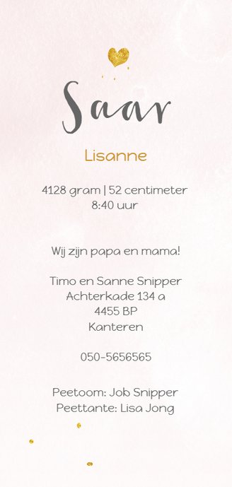 Geboorte Saar Achterkant