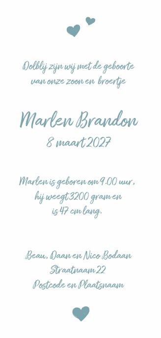 Geboortekaart fotolijstje jongen 3