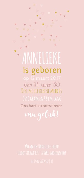 Geboortekaart meisje wolk av Achterkant