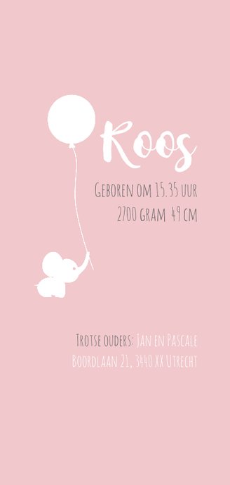 Geboortekaart Olli roze 2