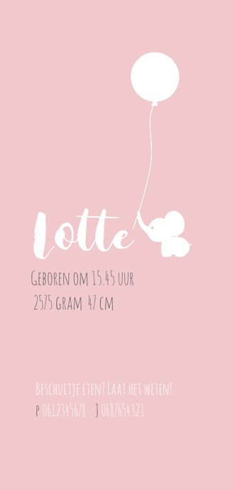 Geboortekaart Olli roze 3