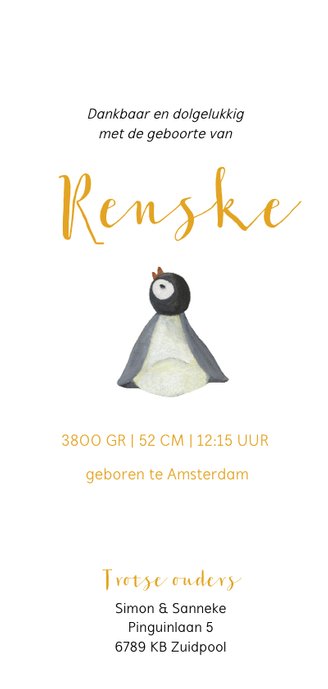 Geboortekaart pinguïn familie illustratie 3