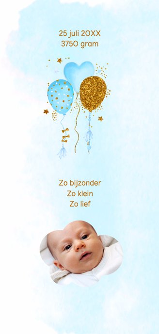 Geboortekaartje aquarel ballonnen jongen 2