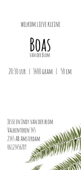 Geboortekaartje botanisch en uniek 3