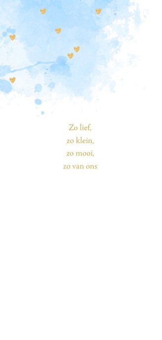 Geboortekaartje foto aquarel hartjes blauw 2