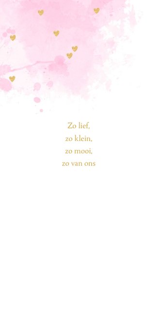 Geboortekaartje foto aquarel hartjes roze 2