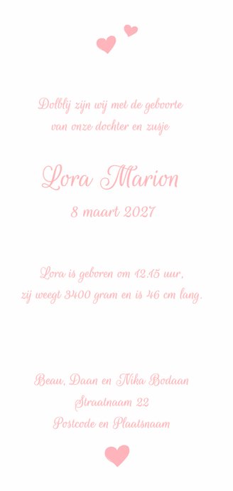 Geboortekaartje fotolijstje meisje 3