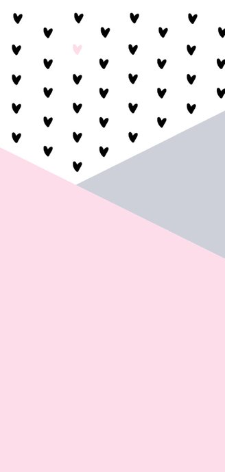 Geboortekaartje grafisch hartjes hip roze 2