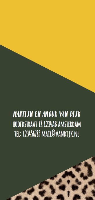 Geboortekaartje grafisch panterprint stoer en hip 2