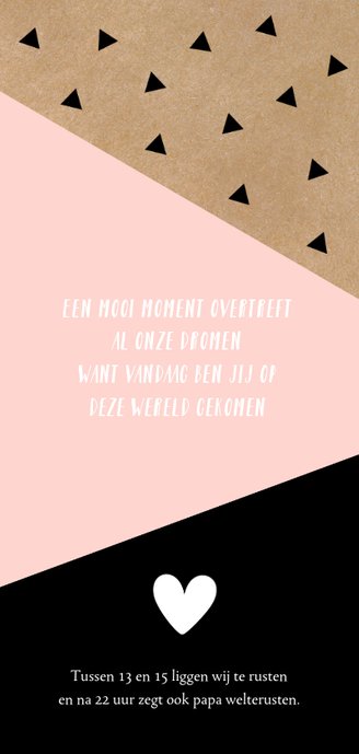 Geboortekaartje meisje geometrisch roze 2