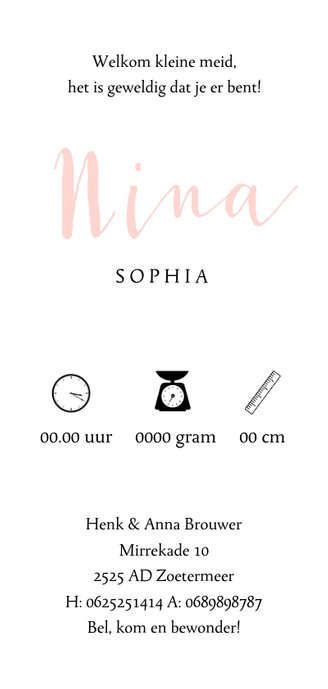 Geboortekaartje meisje geometrisch roze 3