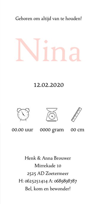 Geboortekaartje meisje geometrisch roze 3
