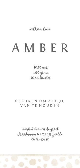 Geboortekaartje met ecru patroon en letter 3