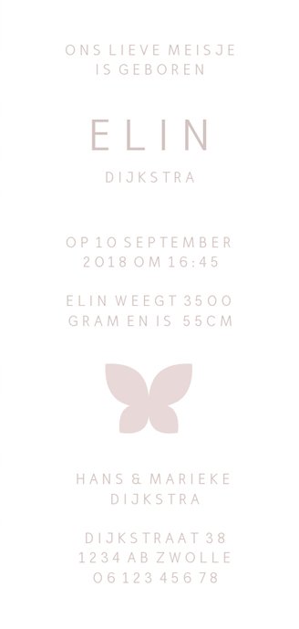 Geboortekaartje met Terrazzo-look en vierkant vlak meisje 3