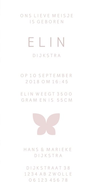 Geboortekaartje met Terrazzo-look en vierkant vlak meisje 3