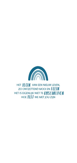 Geboortekaartje regenboog jongen blauw 2