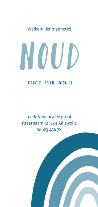 Geboortekaartje regenboog jongen blauw 3
