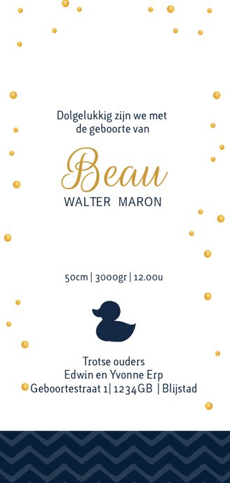 Geboortekaartje silhouet badje Achterkant