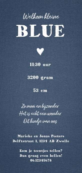 Geboortekaartje stoer met luipaard print Achterkant