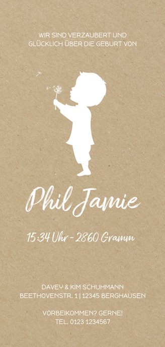 Geburtskarte Junge mit Pusteblume Foto innen 3