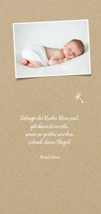 Geburtskarte Mädchen mit Pusteblume Foto innen 2