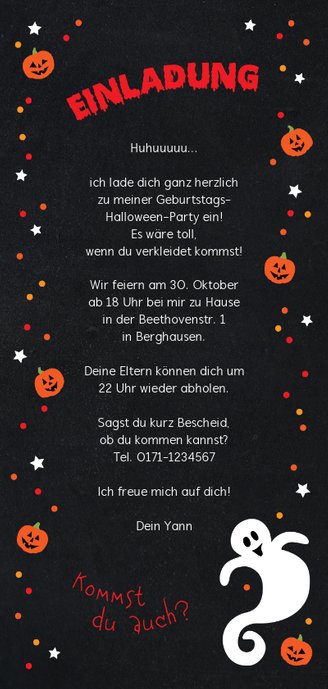 Geburtstageinladung Halloweenparty Kaartje2go