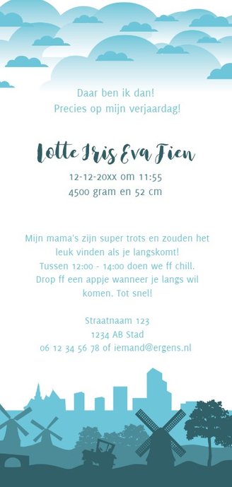 Gender Neutrale Geboortekaart voor Tech Savvy Ouders Achterkant