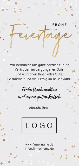 Geschäftliche Weihnachtskarte Fotocollage Frohe Feiertage Rückseite