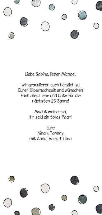 Glückwunschkarte zur Silberhochzeit grau Konfetti 3
